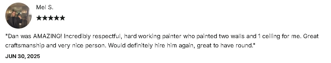 Client review screenshot from Mel S.
